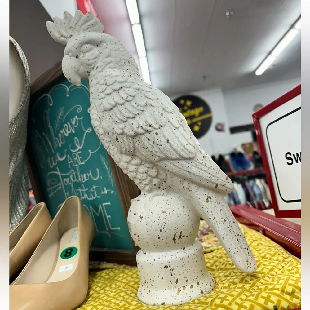 Elegant White Parrot Statue